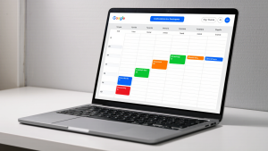 A digital calendar organized with the time blocking method using color codes.