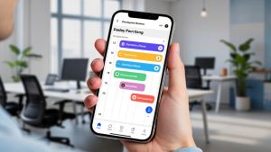 Using productivity apps on a smartphone to implement the time blocking method on the go.
