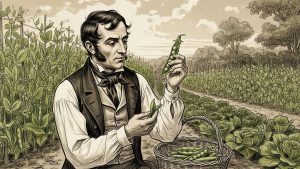 Vilfredo Pareto discovering the 80/20 rule productivity principle in his garden.