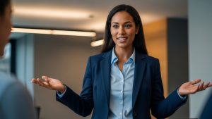 Open body language and palm gestures are critical techniques to master public speaking.